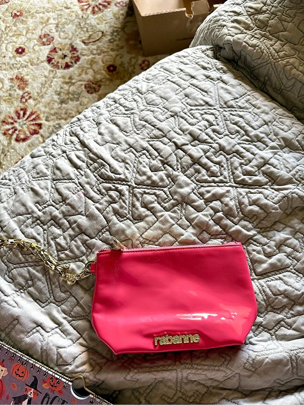 Rabanne Pink Patent Chain Clutch Like New